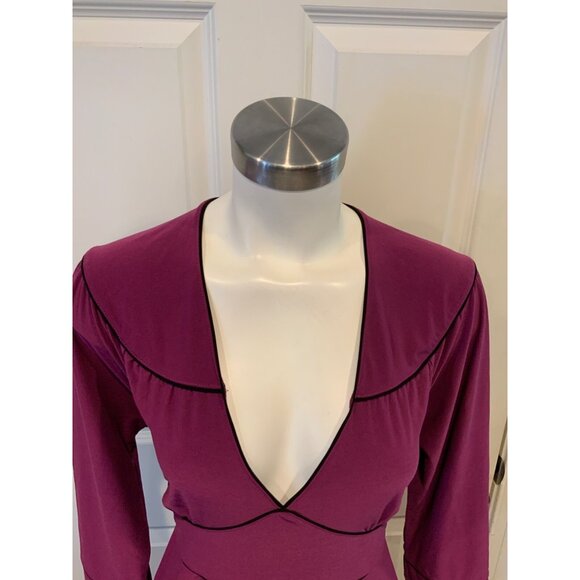 BCBG Max Azria Purple V-Neck 3/4 Sleeve Top, Size XL - Picture 2 of 7